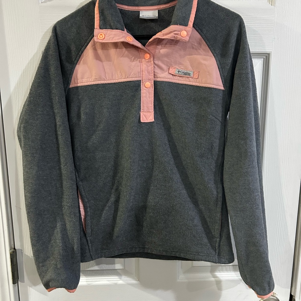 Columbia Charcoal and Blush Fleece Pullover